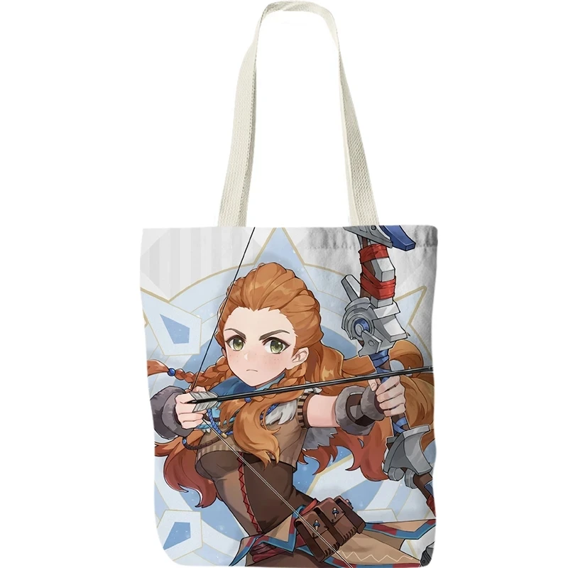 

Игровые аксессуары для косплея Genshin Impact Bow Hunter Aloy HD, сумка для покупок с принтом, Студенческая сумка, Хэллоуин, шоппер, рождественский подарок