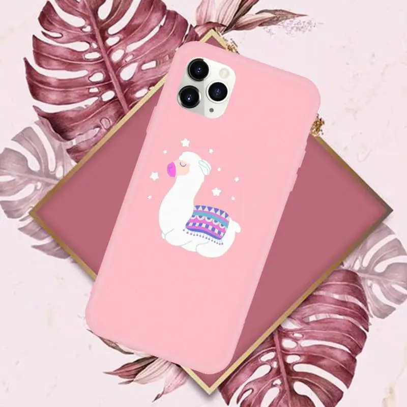 

Alpaca cute cartoon Phone Case Candy Color for iPhone 11 12 mini pro XS MAX 8 7 6 6S Plus X 5S SE 2020 XR