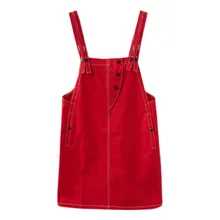 Vestido vaquero holgado informal para mujer, ropa de verano, color liso, con Tirantes ajustables (4)