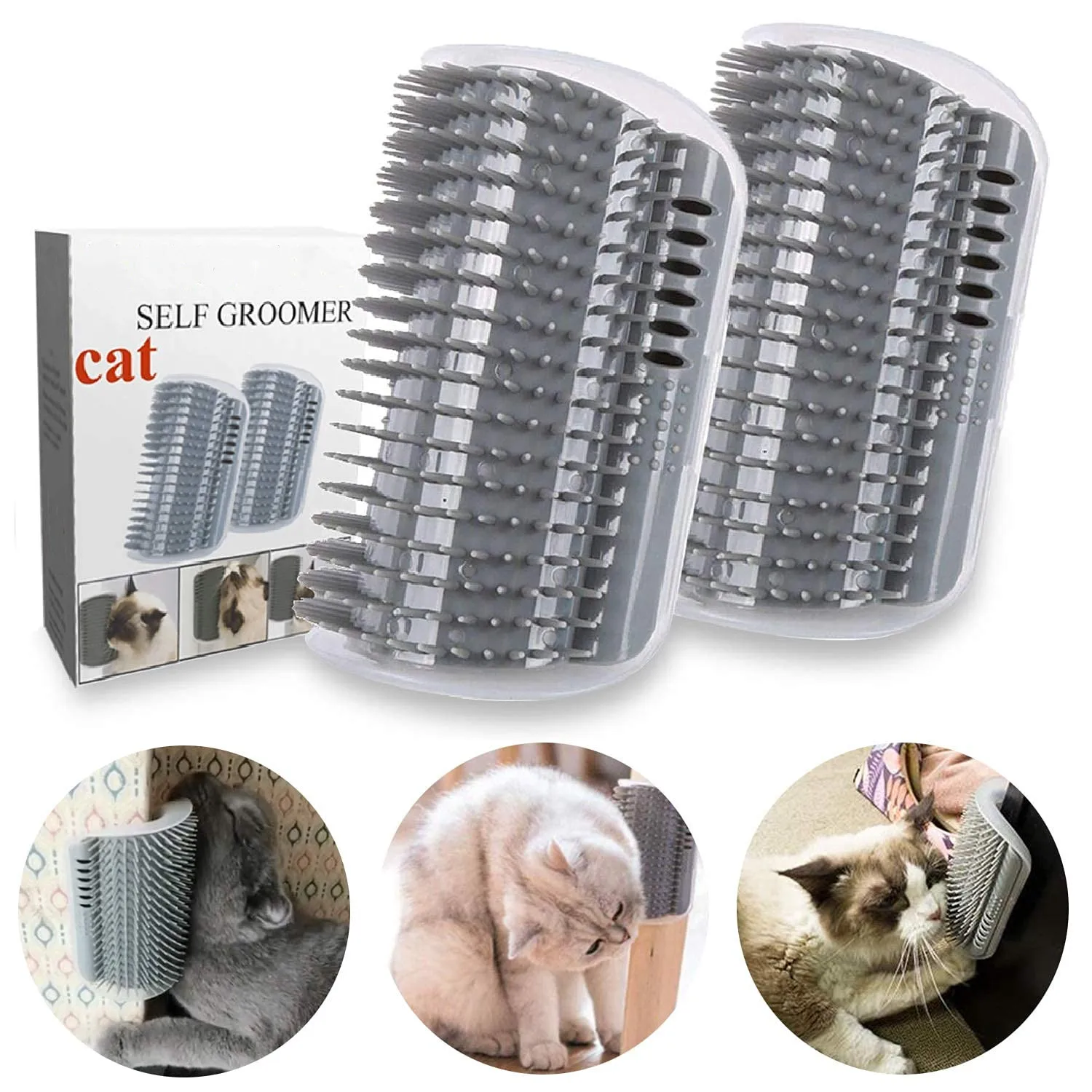 

Cat Self Groomer Removable Corner Scratching Rubbing Brush Pet Hair Removal Massage Pet Comb Grooming Cleaning Supplies