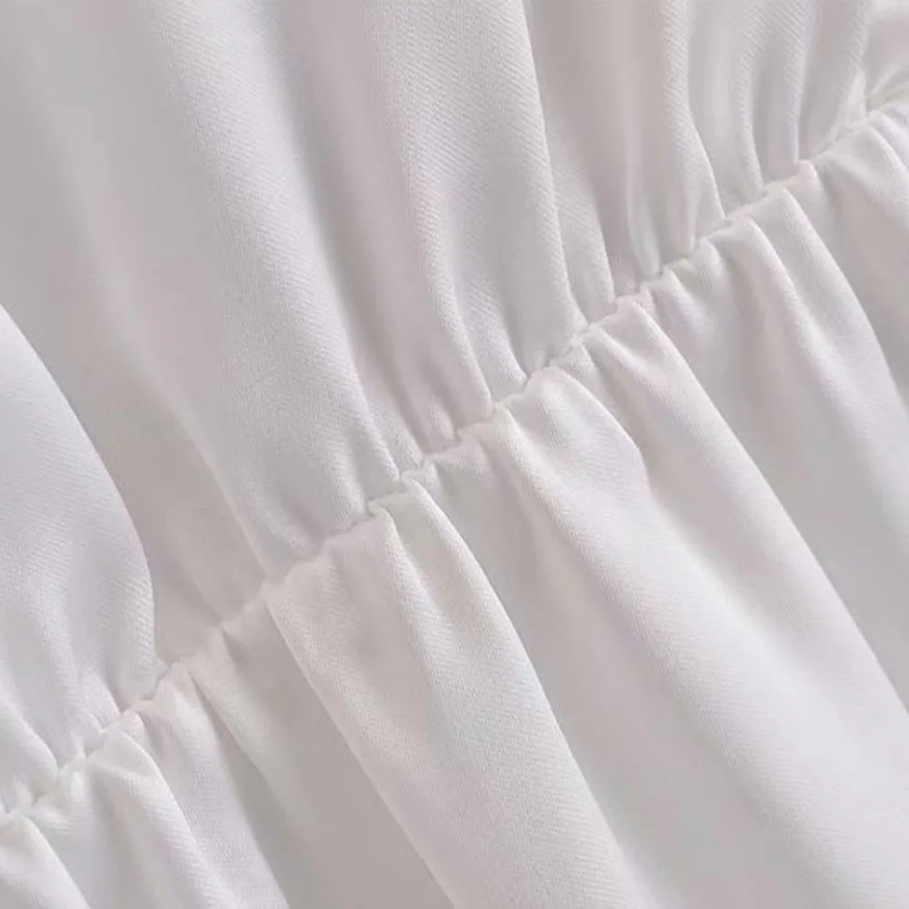 

Za Women 2021 New Chic Fashion Hollow out Silk texture Mini Dress Vintage Short Sleeve With Lining Female Dresses Mujer