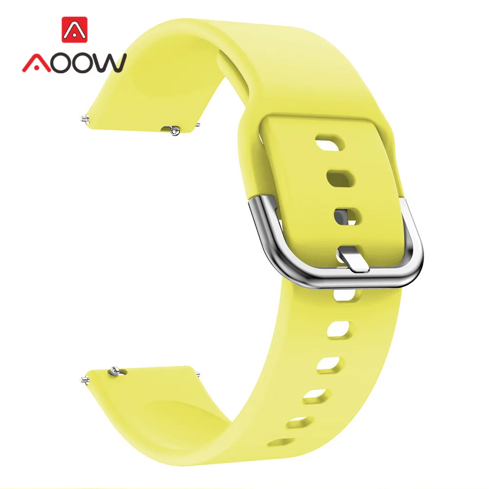 Yellow 20 мм силиконовый ремешок для часов samsung Galaxy Watch Active 2 42 мм gear S2 huawei Garmin Amazfit Active2 сменный Браслет ремешок - Цвет ремешка: Yellow