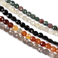 natural stone oblate shape feceted beading agates semifinished loose beads for jewelry making diy necklace bracelet accessories