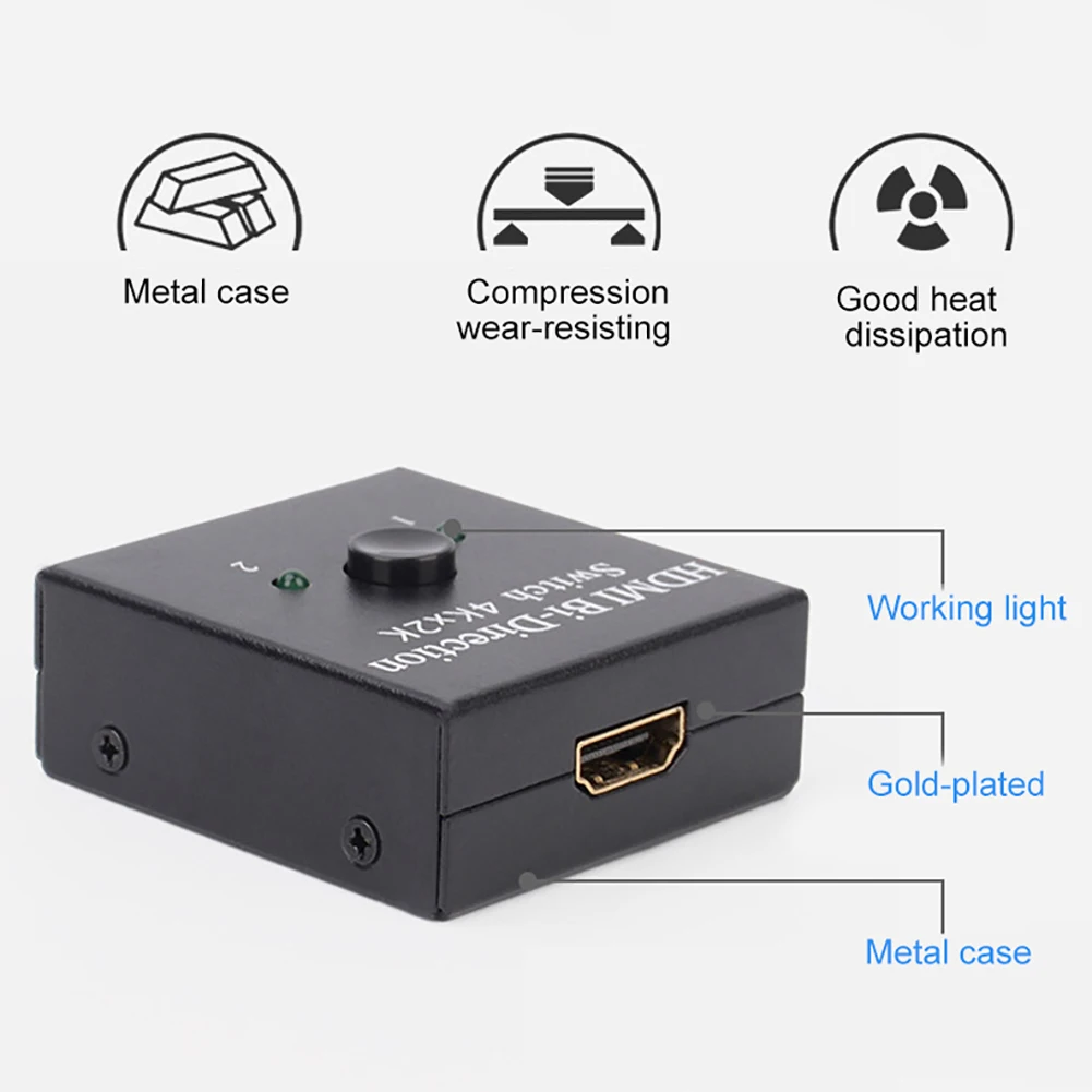 

2021 New 1x2 2x1 Bi-Directional 4K Switcher Auto Switch Port Hub Compatible Switch Splitter for HDTV Monitor STB