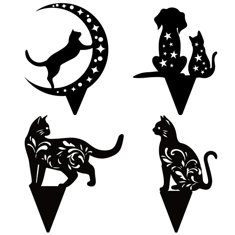 

Acrylic Cat Decorative Garden Statue Peg Stakes Cat Silhouette Garden Decoration Yard Ornament for Home Party Front Yard