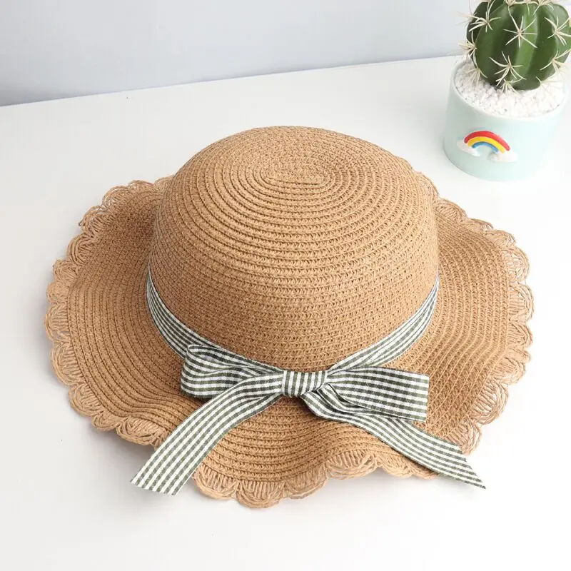 

Cute Girls Straw hat +Should bag Handbag 2pcs sets For Tour Summer Kid Princess Bow Beach Hats Outdoor UV Protection Sun Hat