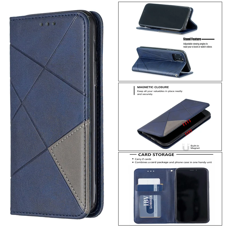 6 цветов роскошный геометрический деловой Магнитный чехол для iPhone 11 pro Max XS XR 6G 7G 8