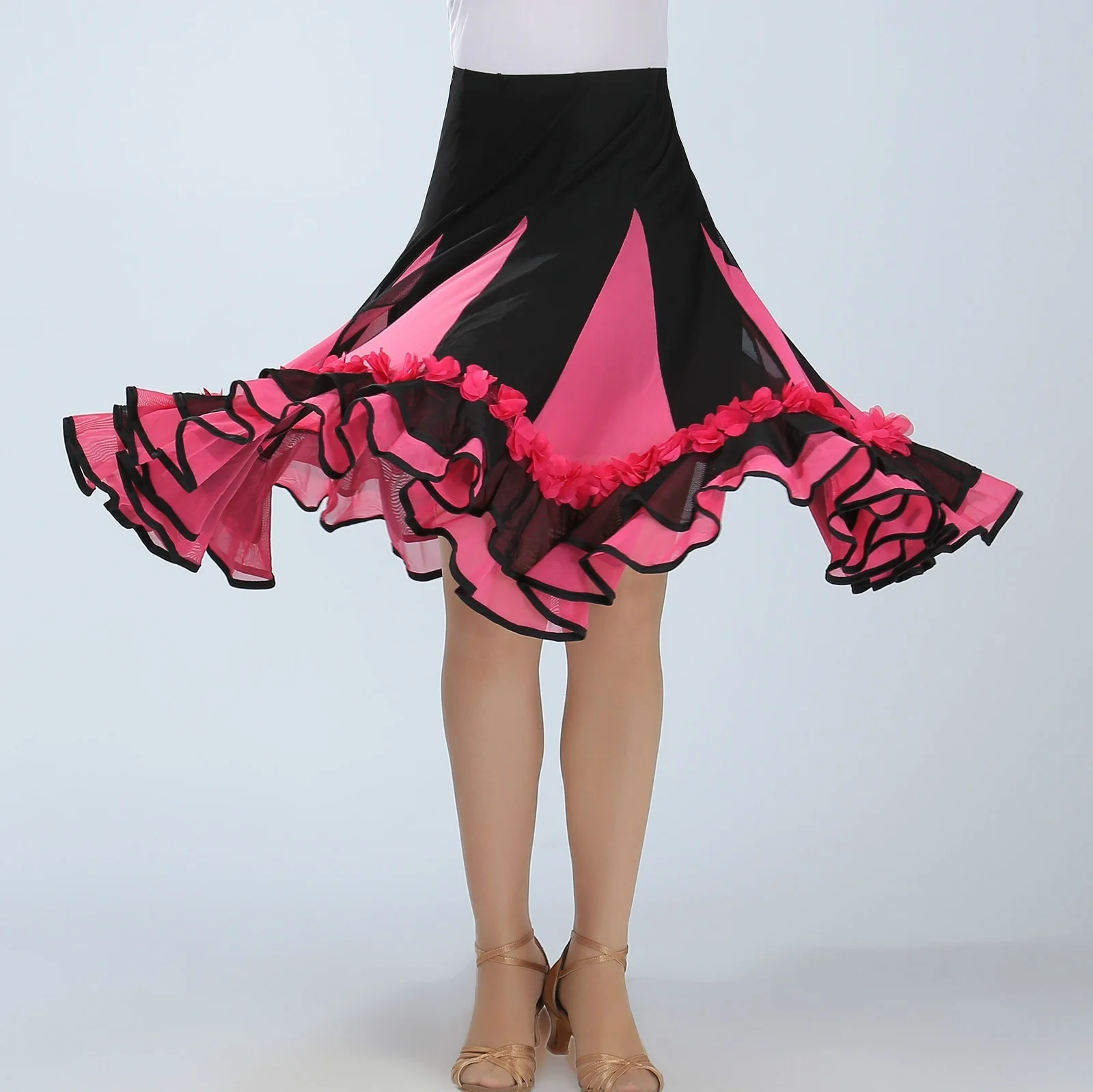 Женская юбка для бальных танцев современное плиссированное платье в цветочек