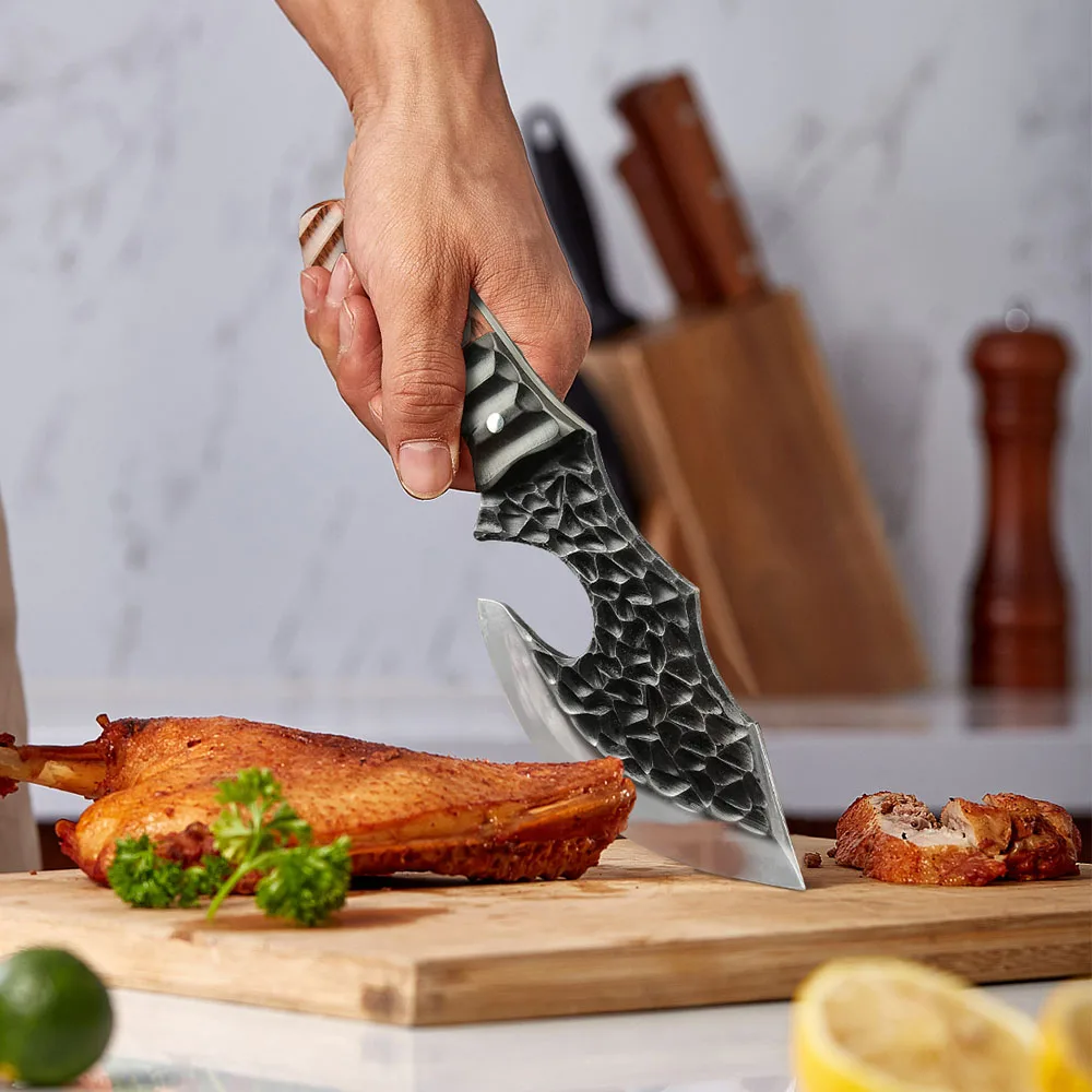 Полностью бойниковый нож кухонный шеф повар из высокомарганцевой стали кованый