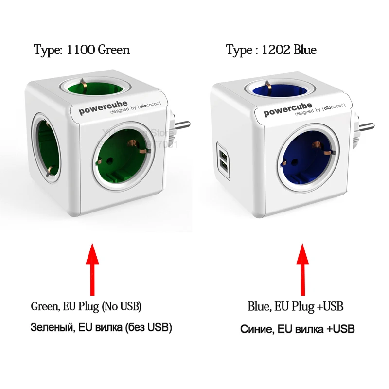 Allocacoc умный дом Электрический адаптер plug Разъем питания ЕС Plug сетевой шнур USB порты путешествия расширение Multi перешли разъем