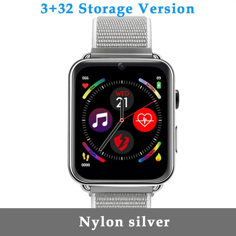 Nylon silver LEMFO LEM10 4G Smart Watch 1.82 inch Big Screen Android 7.1 3G RAM 32G ROM LTE 4G Sim Camera GPS WIFI Heart Rate Men Women - Цвет: Nylon silver