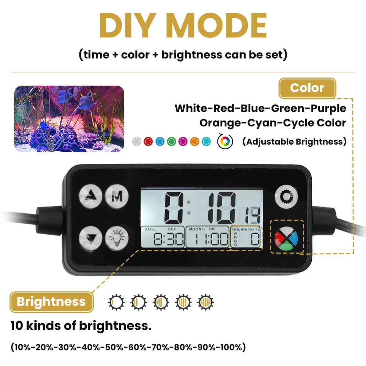 Светодиодный аквариумный светильник с таймером 60-105 см WRGB | Дом и сад