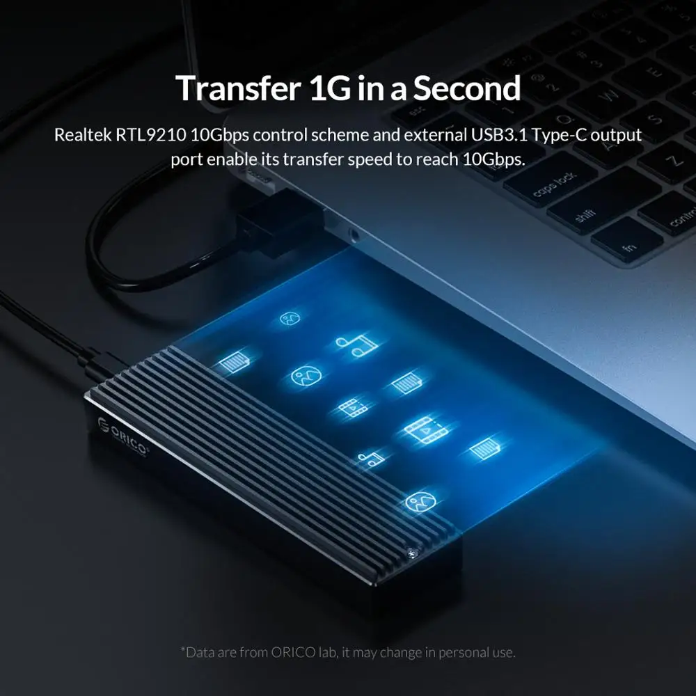 Чехол для внешнего жесткого диска ORICO M2 SSD Nvme PCIe USB C Gen2 5 Гбит/с/10 Гбит/с/20 Гбит/с M.2 SATA