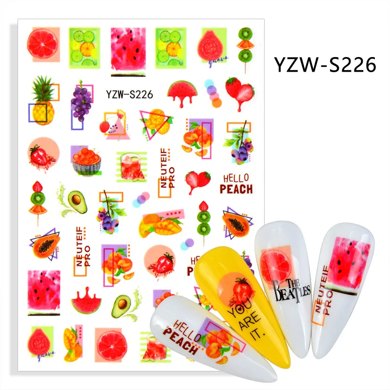 

Fruits Grape Watermelon adhesive 3d nail sticker foil nails art decoration cute designs nail decals manicure supplies tool