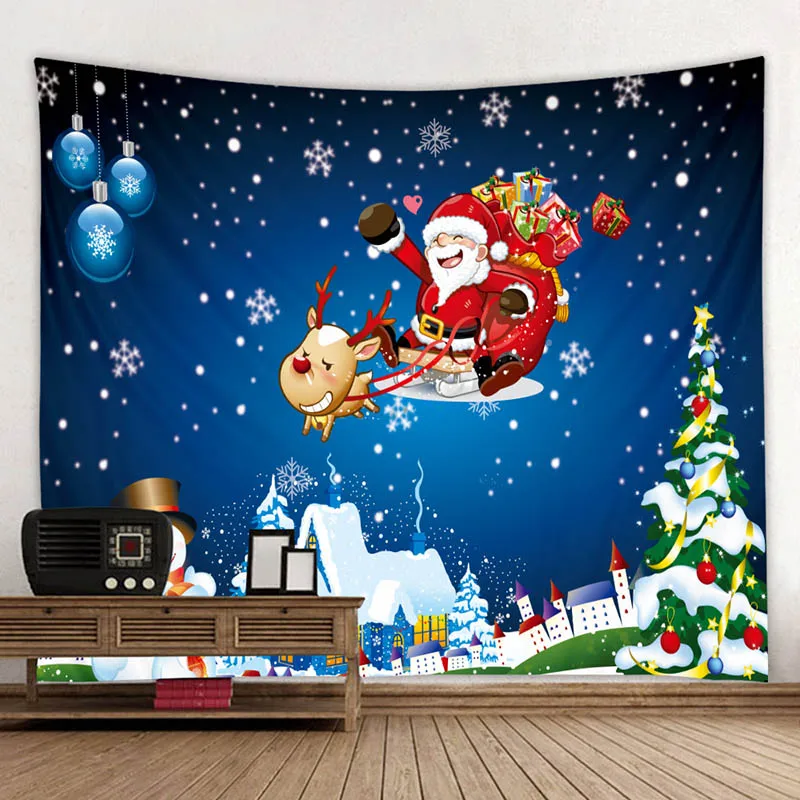 С Рождеством гобелен Telas Decorativas para pared, прохладные огни Рождественские елки Настенный Ковер картины хиппи домашний декор