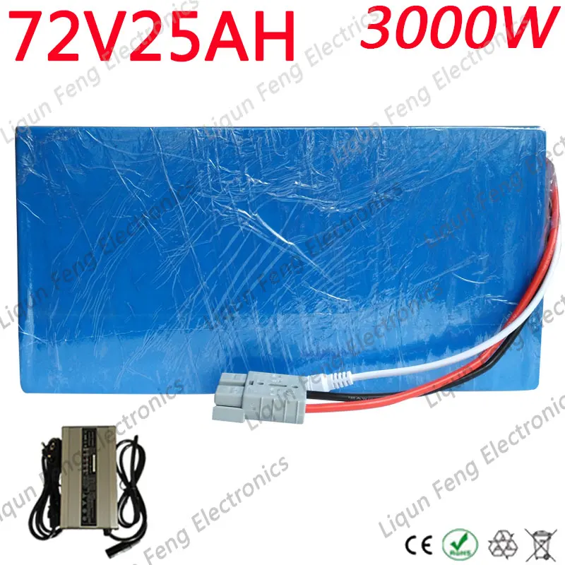 72V 25AH литиевая аккумуляторная батарея 2000W 3000W аккумулятора электроскутера