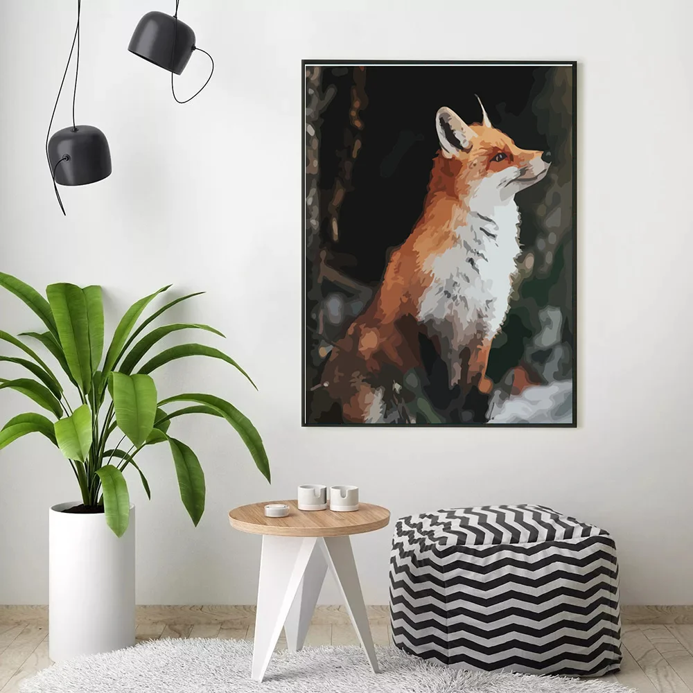 HUACAN краска по номеру лиса ручная ed ing Art подарок рисование на холсте DIY картинки