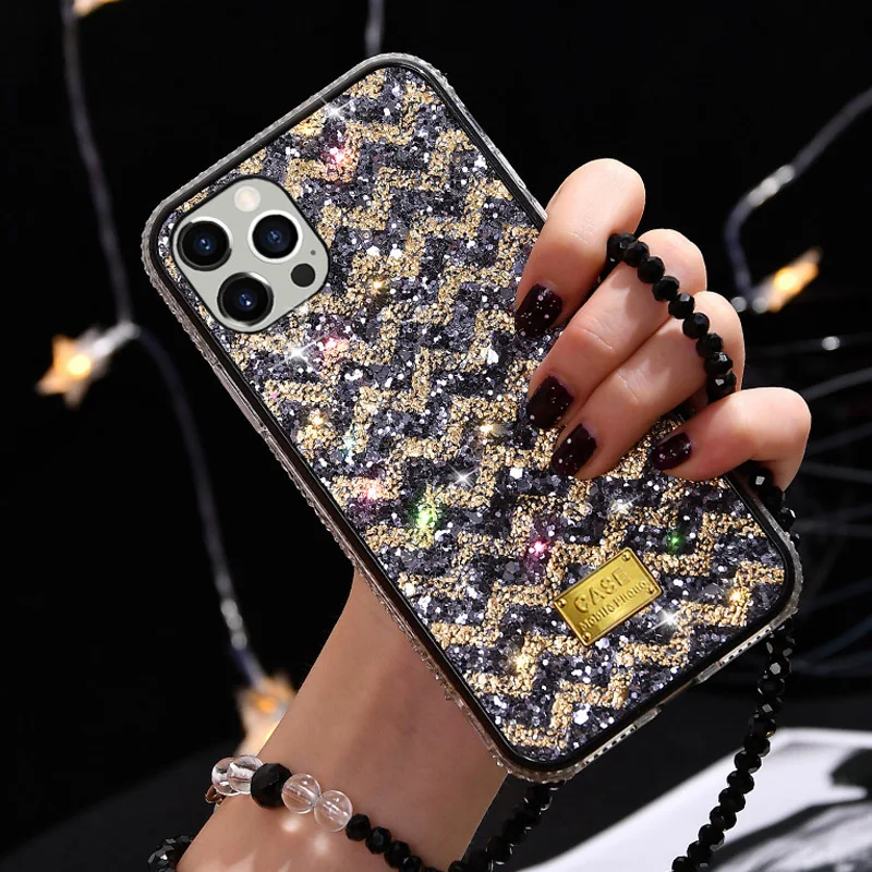 

Suitable for iPhone 8plus diamond mobile phone case iPhonex/max two-in-one wave sticker leather phone case