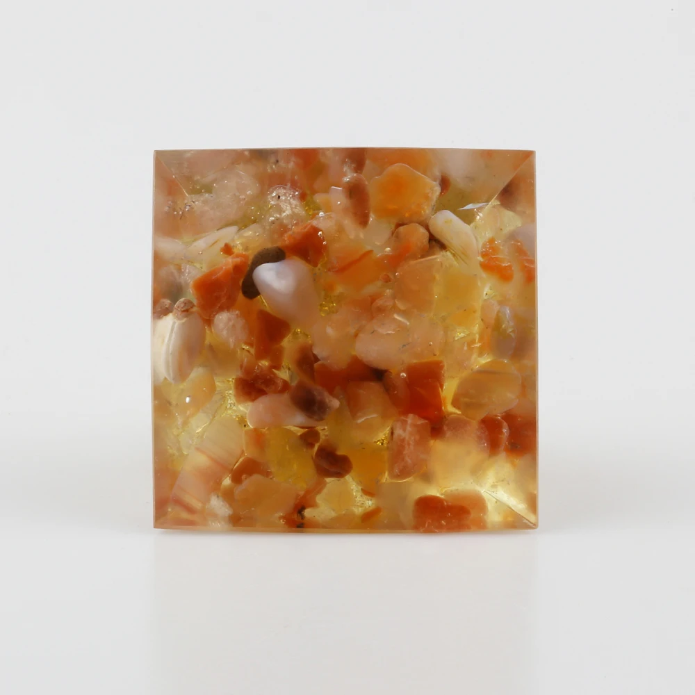 

Orgonite Pyramid Orgone Healing Energy Natural Crystal Rock Quartz Jewelry Red Carnelian Agate Stones 7 Reiki Chakra Home Decor