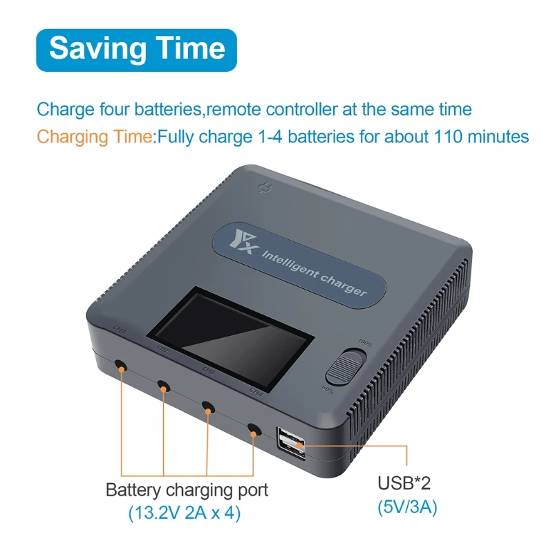 

40JB Battery Charger for Mavic Drone Remote Controller Cable 6 in 1 Rapid Multi Parallel Charging Hub with Charge and Storage