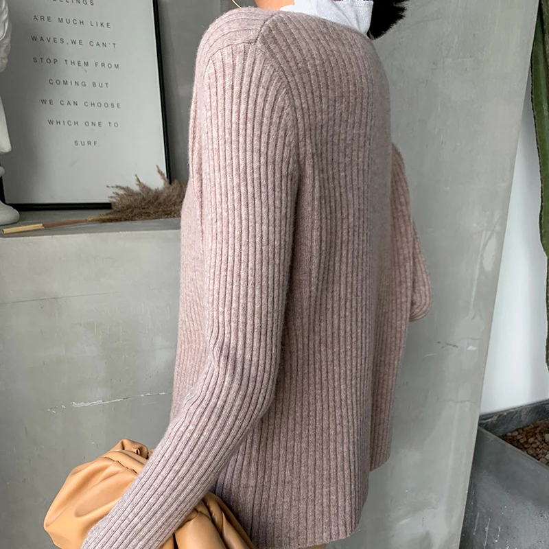 Женский кашемировый кардиган облегающая трикотажная рубашка с V-образным