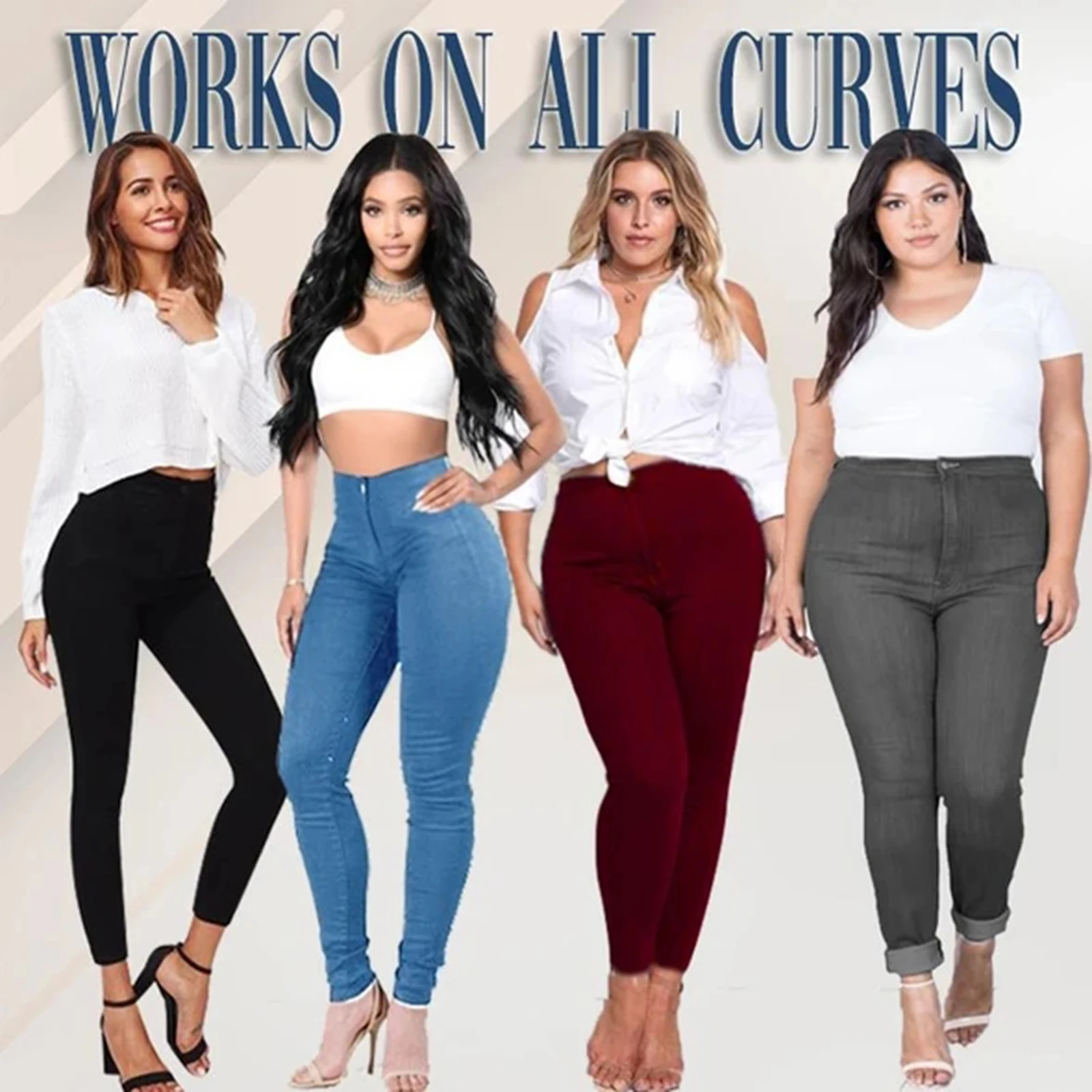 

Luxe Stretch High Waist Tummy Booty Slimming Butt Lift Plus-Size Denim Jeans Women