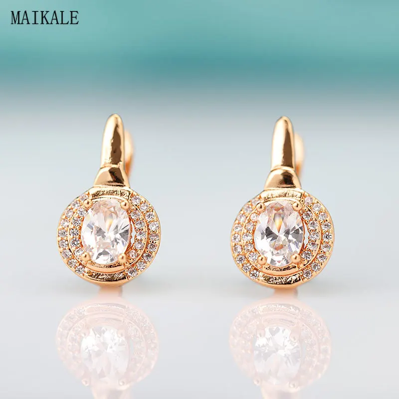 MAIKALE, модные маленькие серьги-гвоздики для женщин, кубический цирконий, круглые циркониевые серьги, клипса геометрической формы, корейские ювелирные изделия