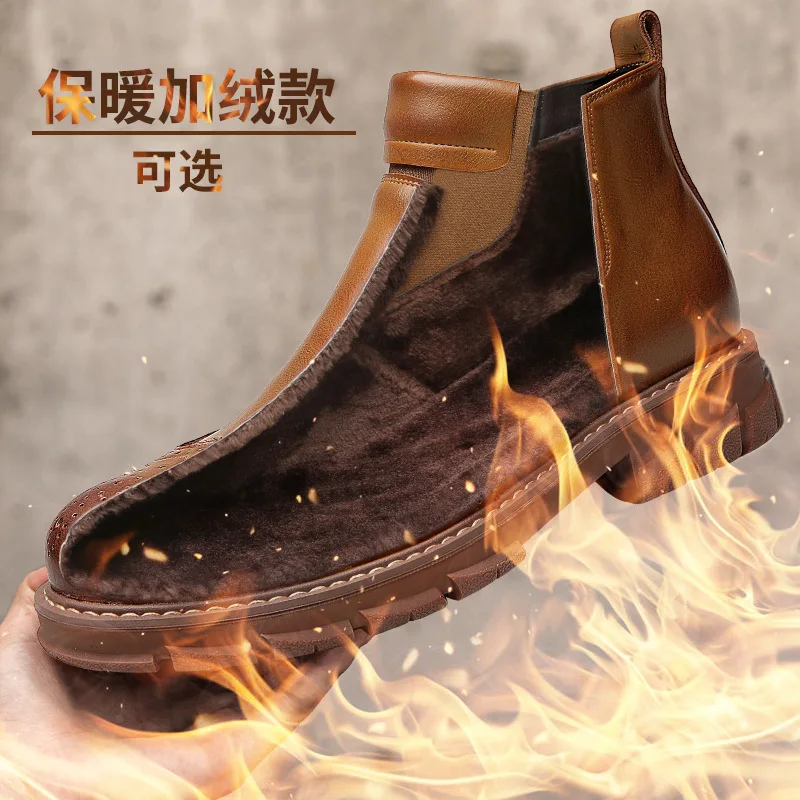 Бархатные Ботинки martin Новинка мужские повседневные теплые хлопковые ботинки