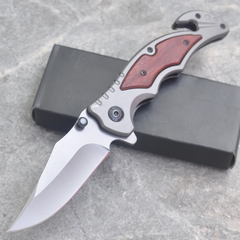 

8.2'' Hunting Folding Pocket Knife Wood Handle Combat Camping Outdoor Titanium Knives Tactical Survival Utility Knife Multi Tool