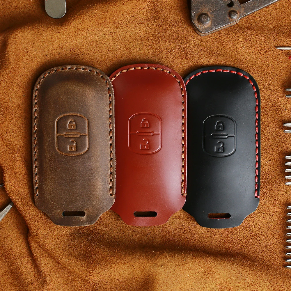 Dandkey Кожаный Автомобильный Дистанционный ключ чехол для ключей Mazda 2 3 6 Atenza Axela CX-5