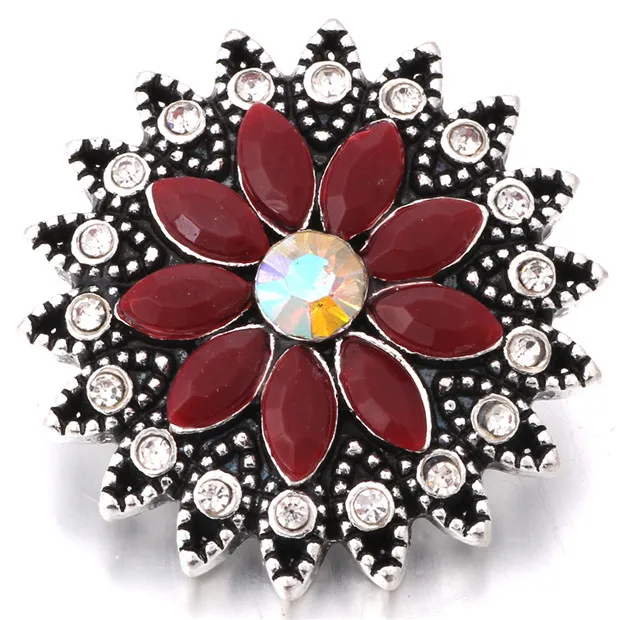 18 мм кнопки 5 Цвета Стразы с рисунком &quotПодсолнух&quot стиль Хрустальные оснастки