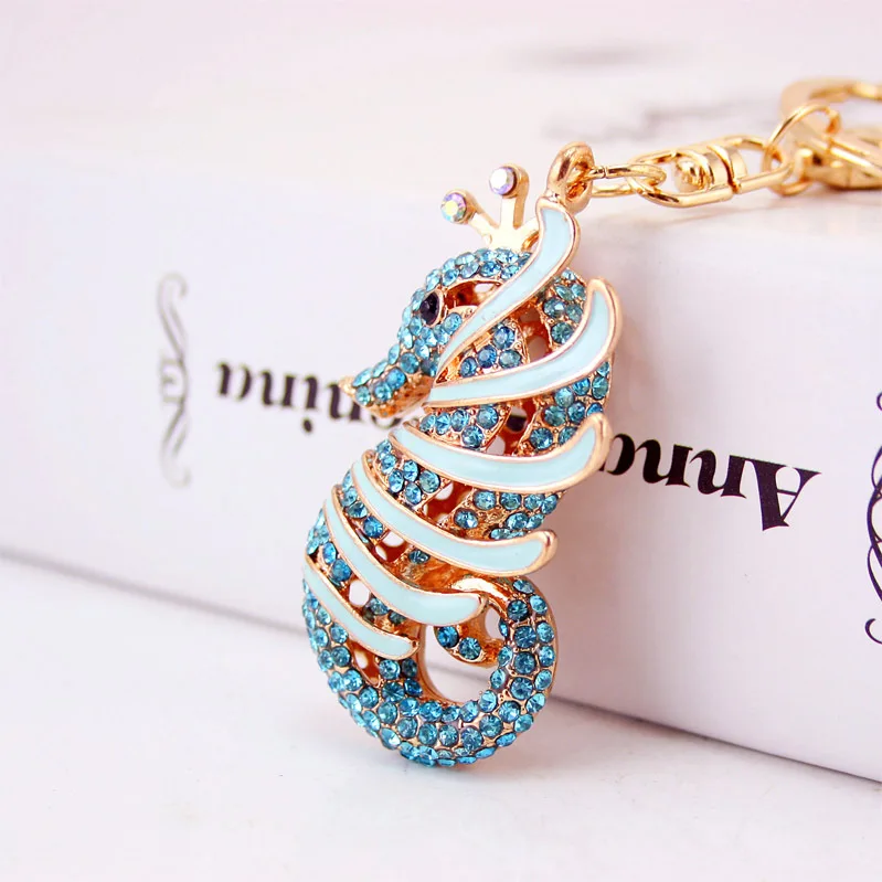 

New Creative Little Crystal Turtle Car Key Chain Handbag Accessories Turtle Dolphins Key Chain Cartoon Animal Metal Pendant