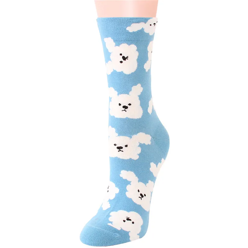 Autumn Winter Women Cartoon Cotton Socks 5 Pairs/Set Lovely Shiba Inu Border Collie Pug Pattern Female Ladies Tube Socks