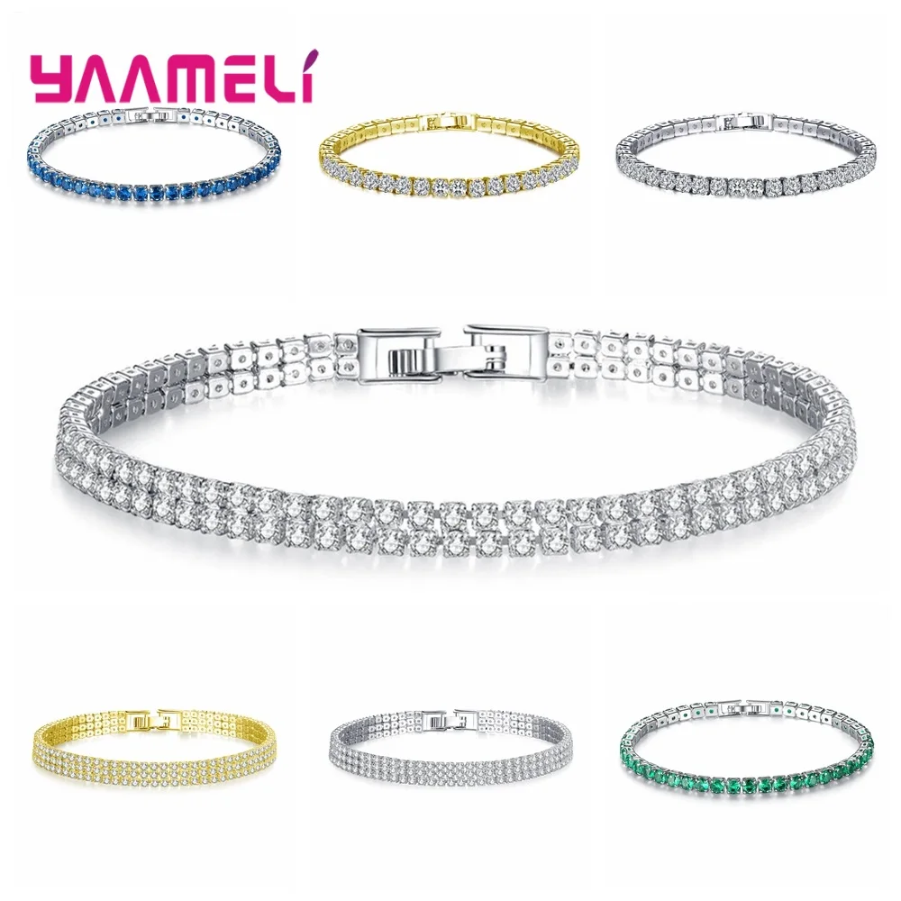 

Women Rhinestone Bracelets Dazzling 925 Sterling Silver Cubic Zircon Cuff Bangle Jewelry for Wedding Engagement Ornaments