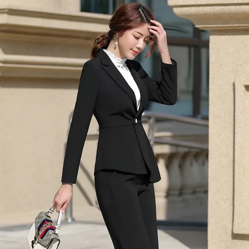 Новый Модный комплект из 2 предметов женские брючные костюмы элегантный тонкий