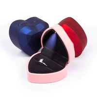 heart shaped led wedding ring box with display storage jewelry box premium velvet lining 6 colors to choose birthday gift
