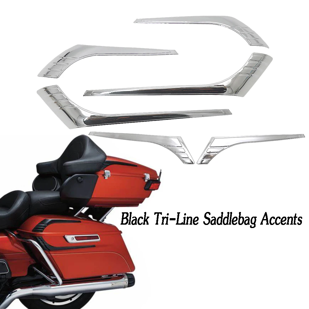 

Tri-Line Saddlebag Lid Accents Motorcycle Chrome FORY Electra Road Street Glides Road Kings 2014-2020