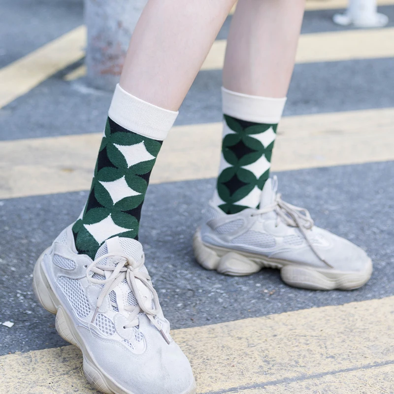 Модные длинные хлопковые носки Harajuku Kawaii Happy для мужчин и женщин качественные