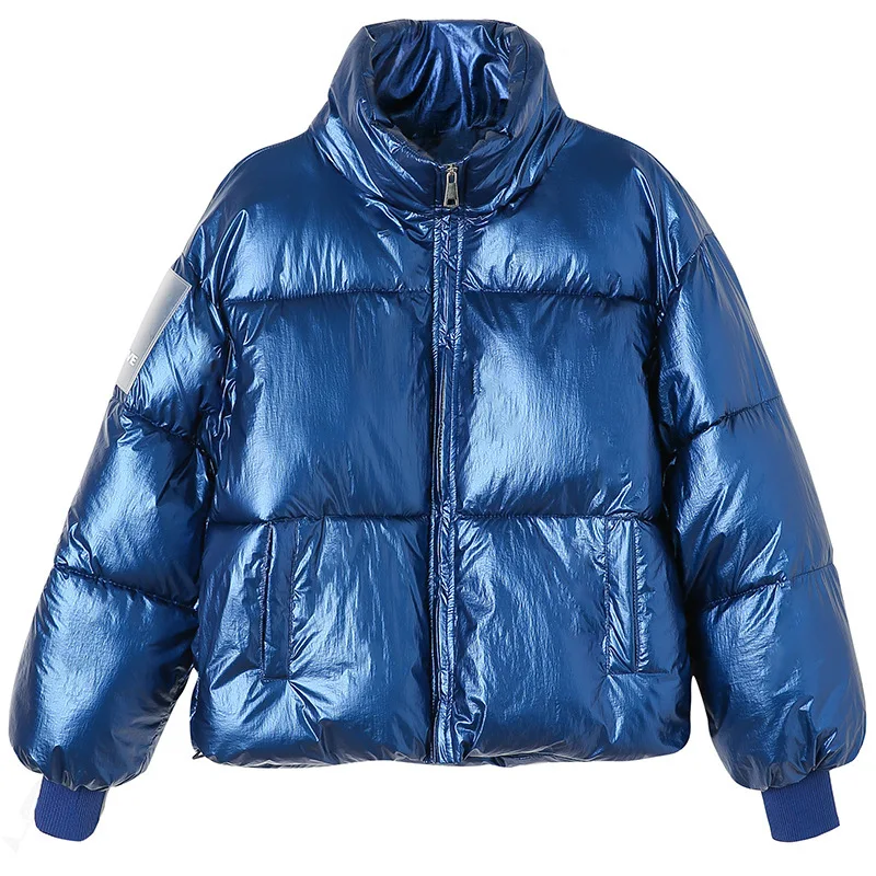 New Arrival Fashion Women Winter Glossy Parka Warm Thicken Ladies Coat Short Stand Collar Coats Parka Womens Jackets