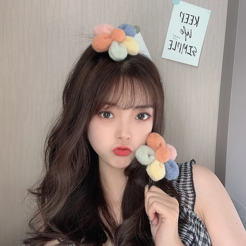 

Korean Version of Flower Hair Ball Hair Tie Sun Flower Hairpin Net Red All-match Women's Hair Accessories