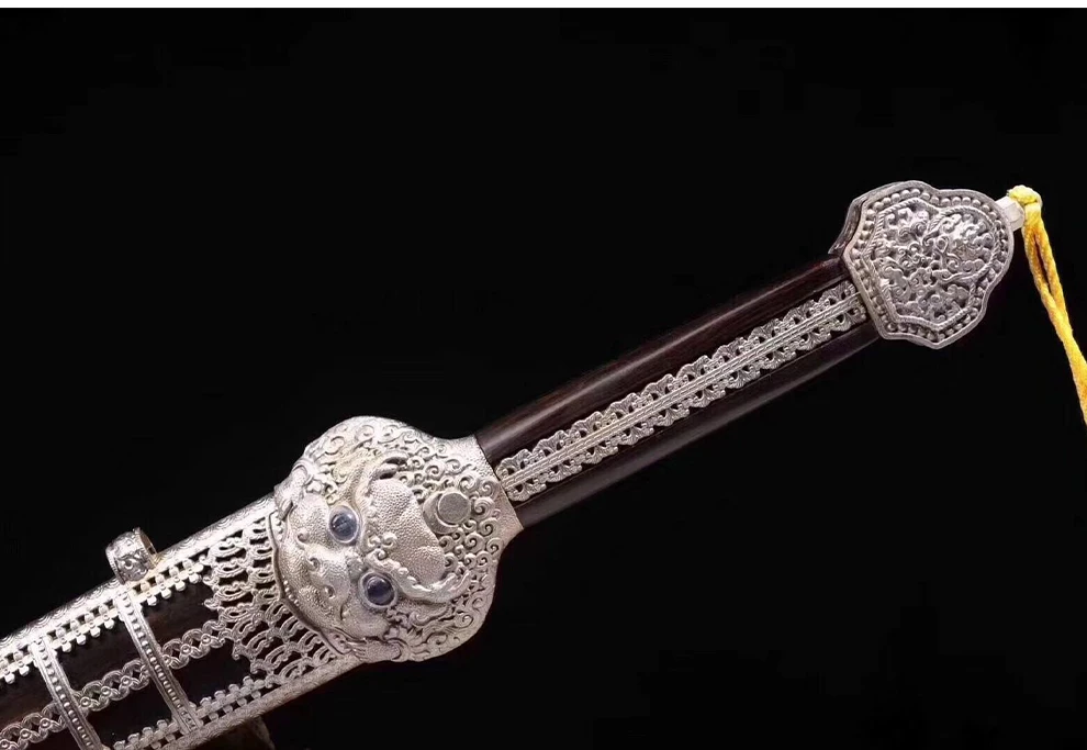 Handmade Folded Steel Chinese QingMing Dynasty Sword white copper fittings Long straight Wide blade sword sharp Daming yongle
