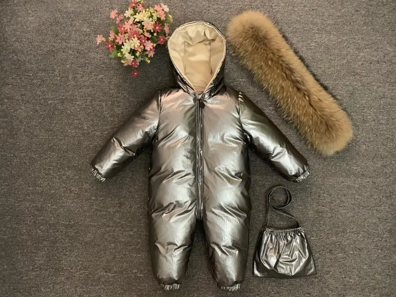 Зимний пуховый комбинезон для новорожденных, комбинезон с плюшевой подкладкой для детей, утепленная теплая верхняя одежда, пальто для маленьких мальчиков и девочек от 0 до 5 лет, зимний комбинезон