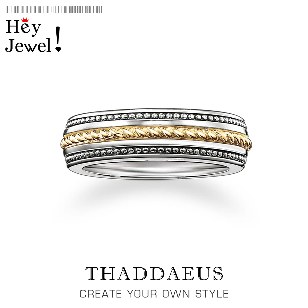 Веревочное кольцо черного и золотого цвета Ювелирное Украшение в европейском