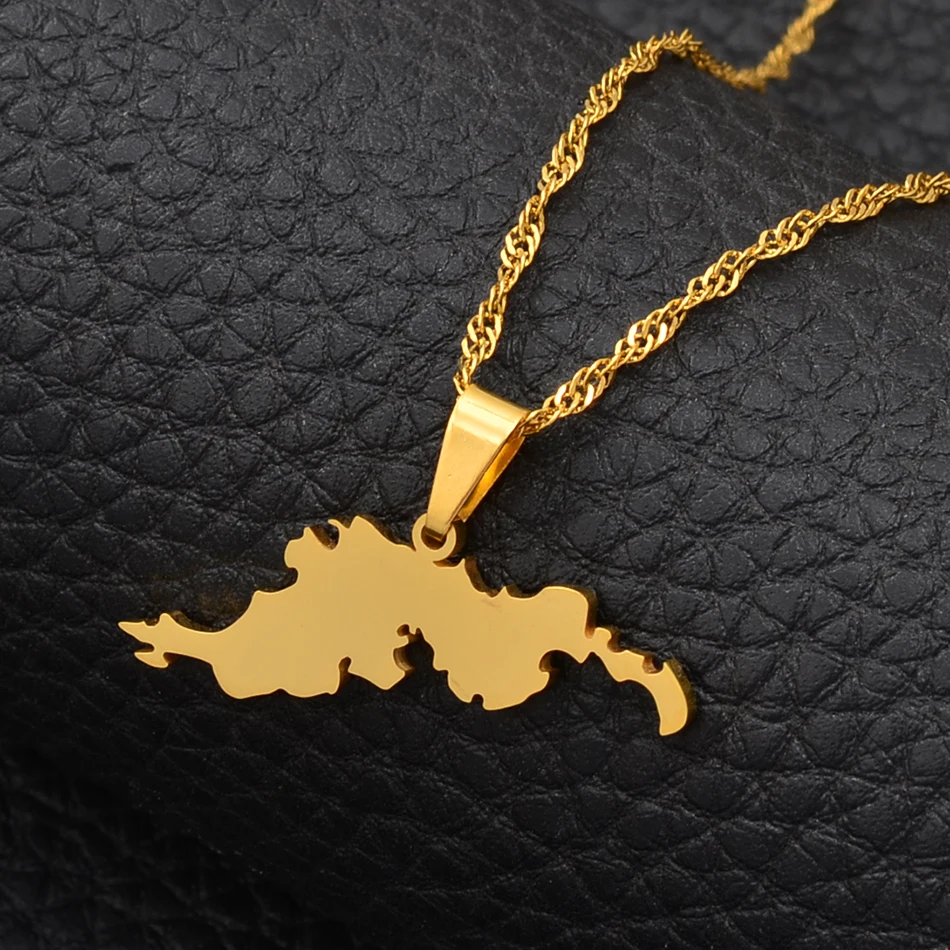 Колье на цепочке Anniyo с пендантом карты Британских Виргинских Островов Тортола BVI для женщин и девочек ювелирных изделий #115621.