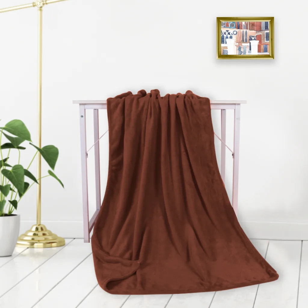 Фланелевое одеяло однотонное мягкое для гостиной спальни кондиционер кровать