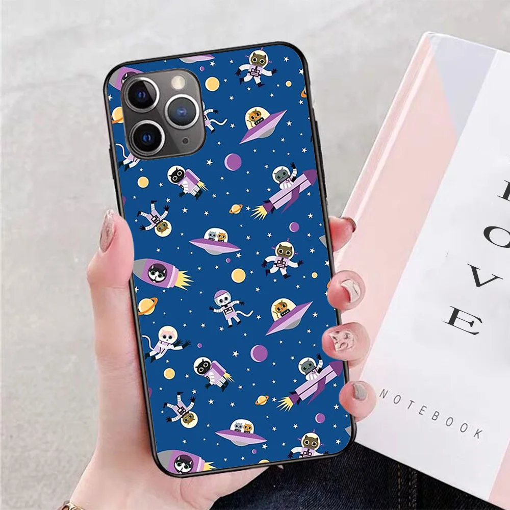 

For iPhone Cats in Space Soft TPU Border Apple iPhone Case