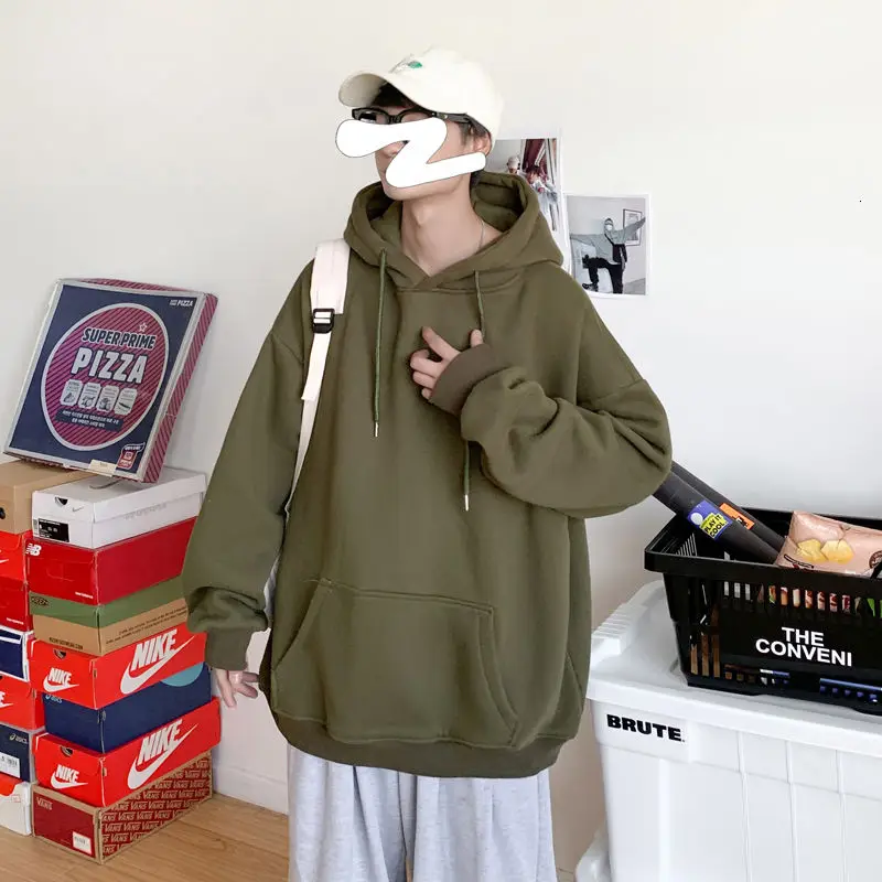 

Autumn Cotton Hoodies Men's Fashion Solid Color Casual Hooded Sweatshirt Men Streetwear Loose Hip-hop Pullover Hoodie Men M-5XL