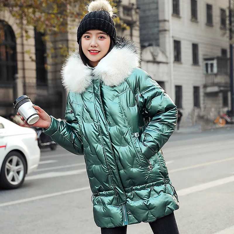 

Winter Jacket Women Hooded Large Fur Collar Women Parkas Glossy Thick Woman Winter Coats And Jackets Large Size Women Jackets