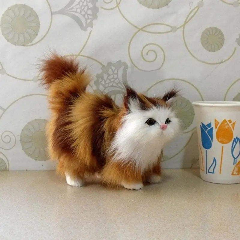 

Set Car Baby Toys Gift Accessories 1PC Simulation Cats Home Decoration Fur Animal
