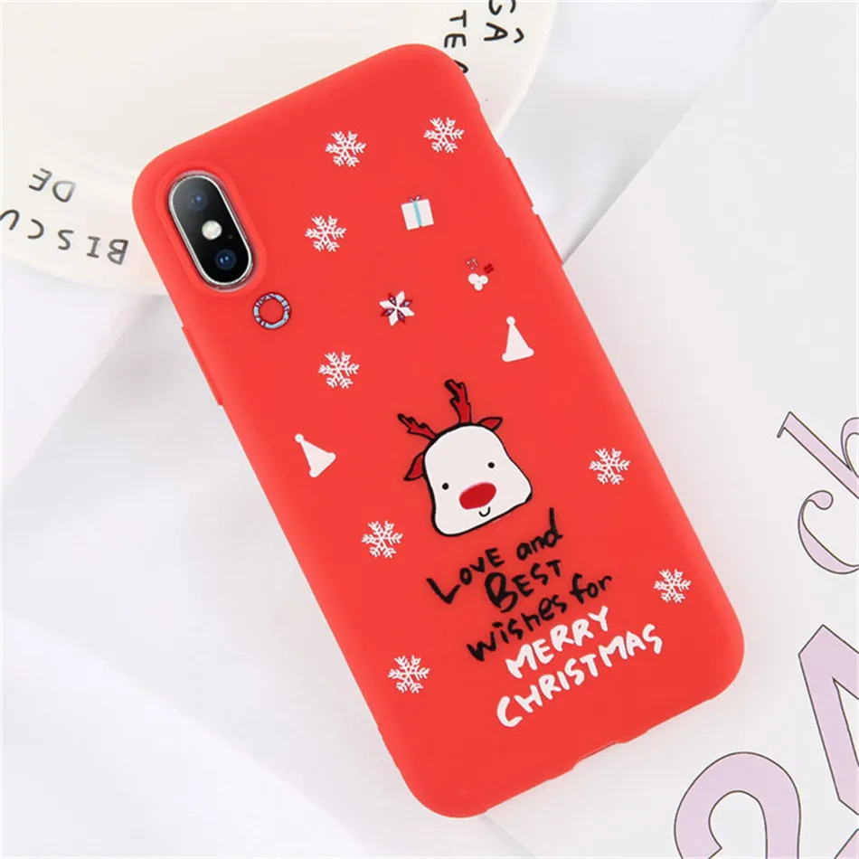 

Christmas Phone Case For iphone 11 pro Max 6 6s 7 8 5 5S SE 2020 Matte Silicon Soft Deer Cover For iphone 7 8 plus x xs max xr